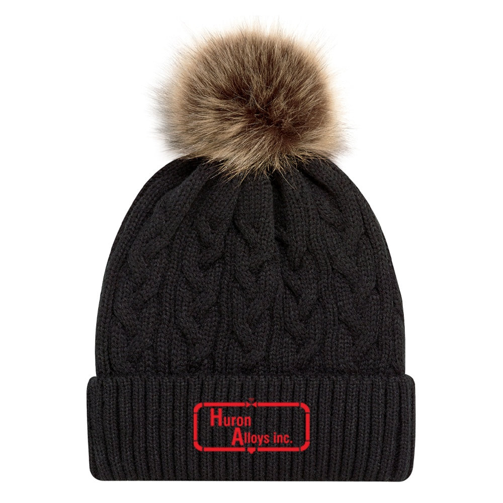 Huron Alloys Faux Fur Pom Pom Toque