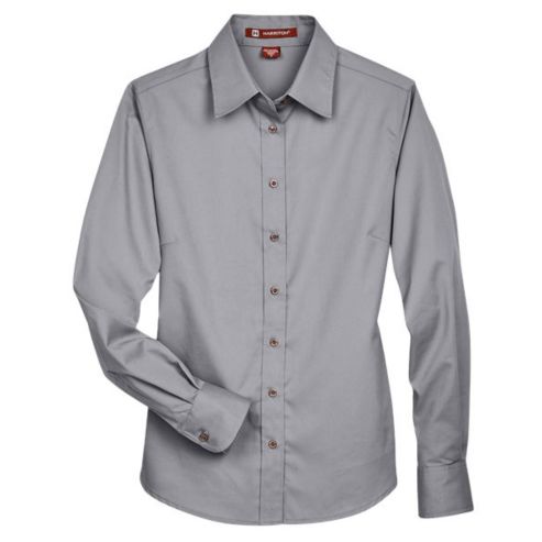 HARRITON LADIES EASY BLEND LONG-SLEEVE TWILL SHIRT WITH STAIN RELEASE