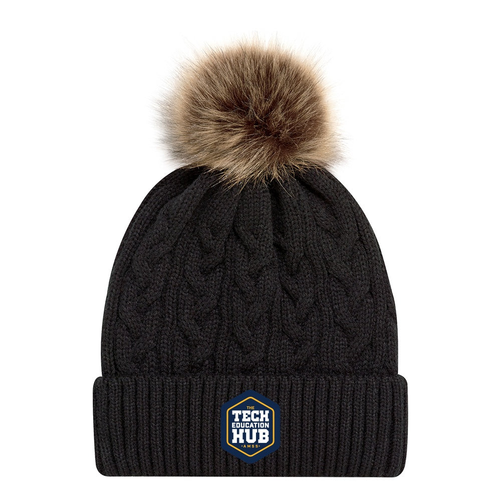 Technological Education Hub Faux Fur Pom Pom Toque