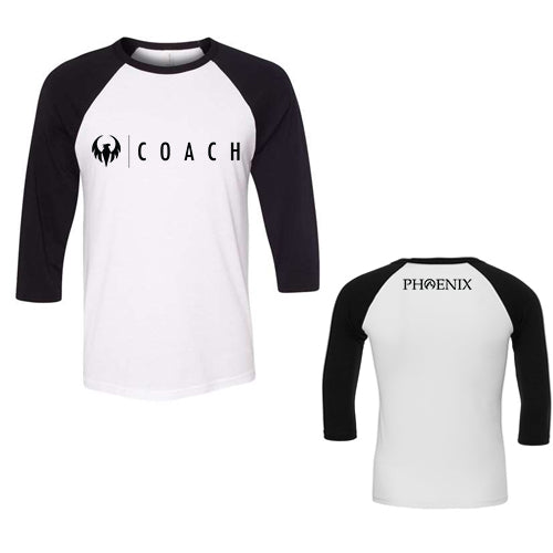 Phoenix Coach Adult Bella + Canvas Three-Quarter Sleeve Baseball Tee