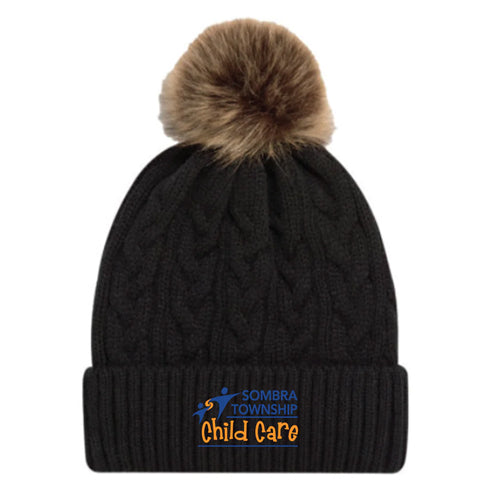 Sombra Township Childcare Faux Fur Pom Pom Cuff Toque