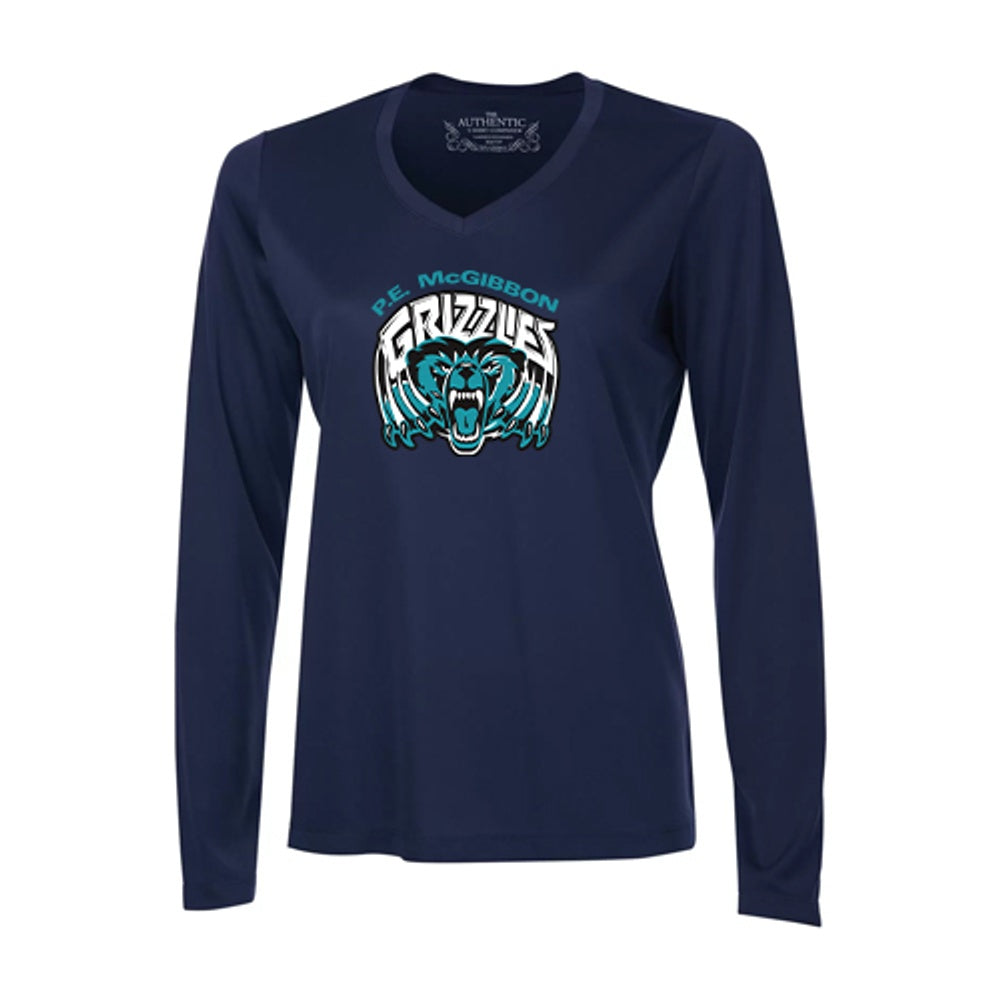 PE McGibbon Ladies' Pro Team Long Sleeve V-Neck T-Shirt
