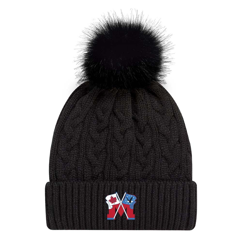 Mooretown Lady Flags Faux Fur Pom Pom Cuff Toque