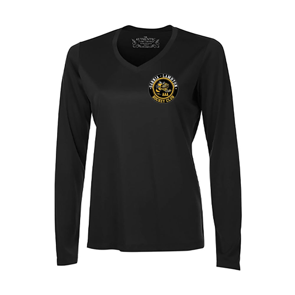 Lambton Jr Sting AAA Ladies' Pro Team Long Sleeve V-Neck T-Shirt