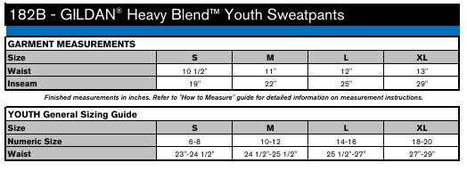 Youth Sizing Chart