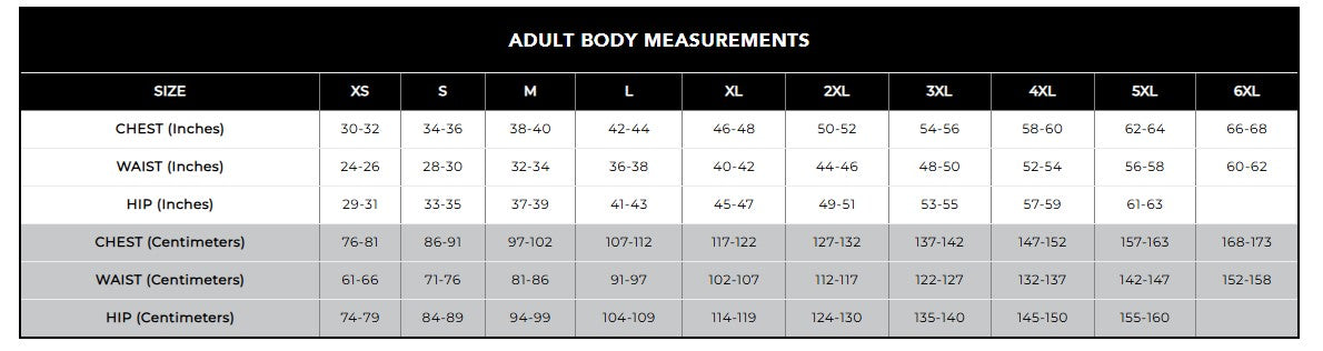 Men's Sizing Chart