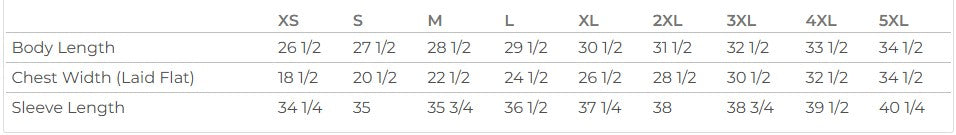 Unisex Sizing Chart