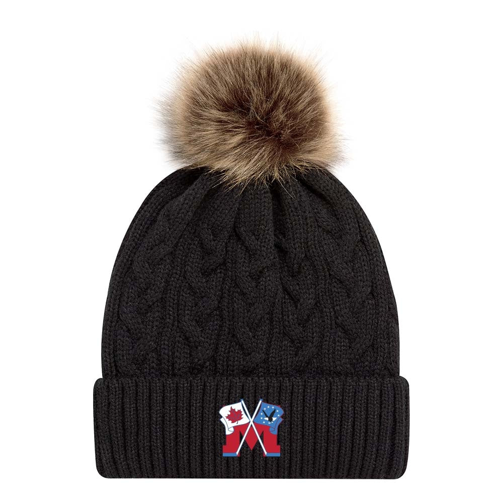 Mooretown Lady Flags Faux Fur Pom Pom Cuff Toque
