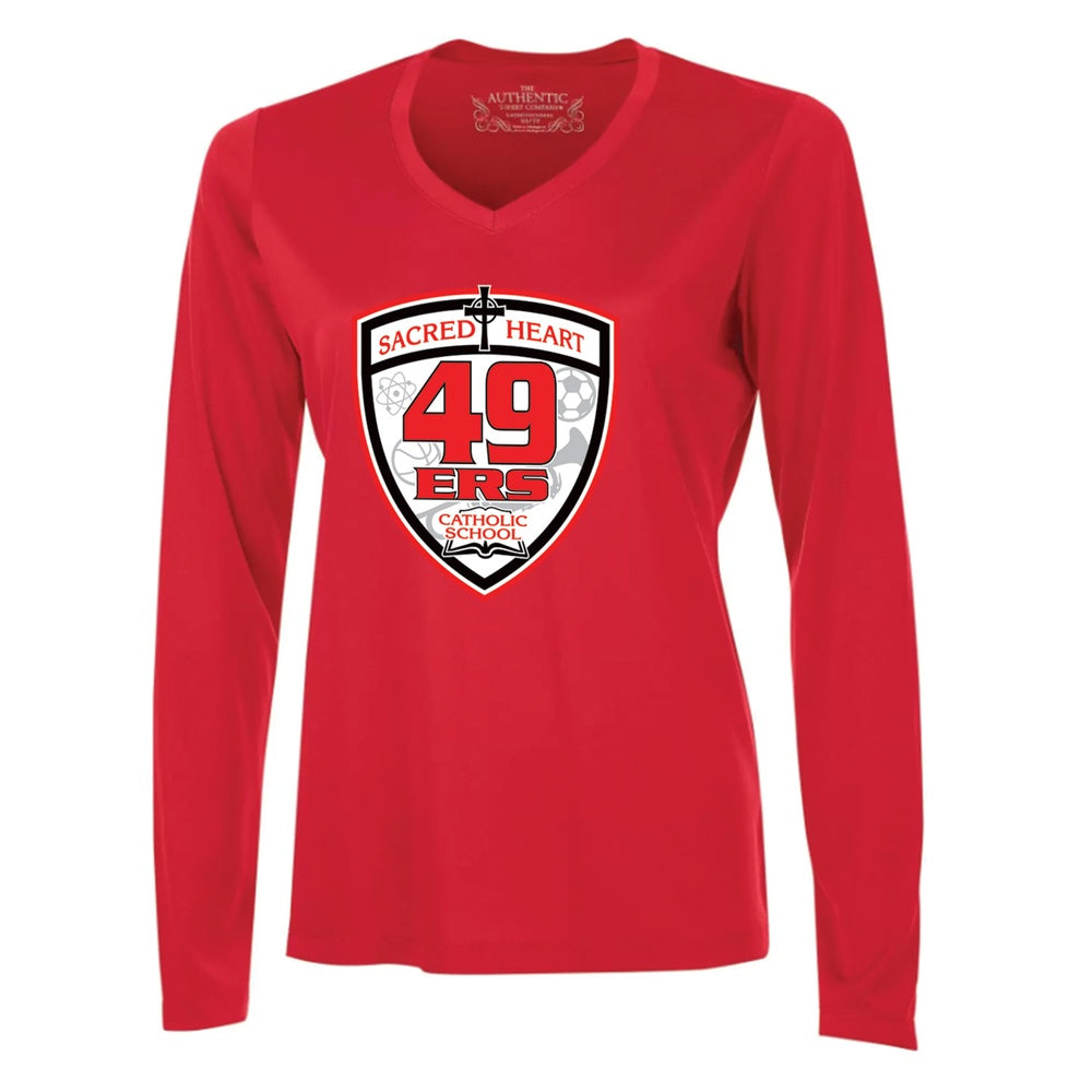 Sacred Heart Ladies' Pro Team Long Sleeve V-Neck T-Shirt