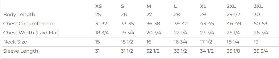 Ladies' Sizing Chart