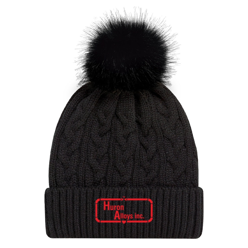 Huron Alloys Faux Fur Pom Pom Toque