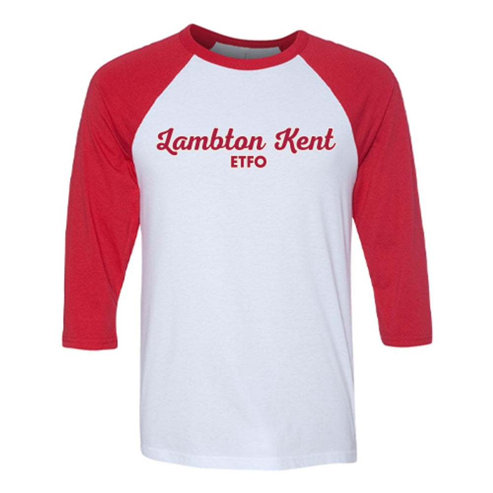 Lambton Kent ETFO Adult Three-Quarter Sleeve Baseball Tee
