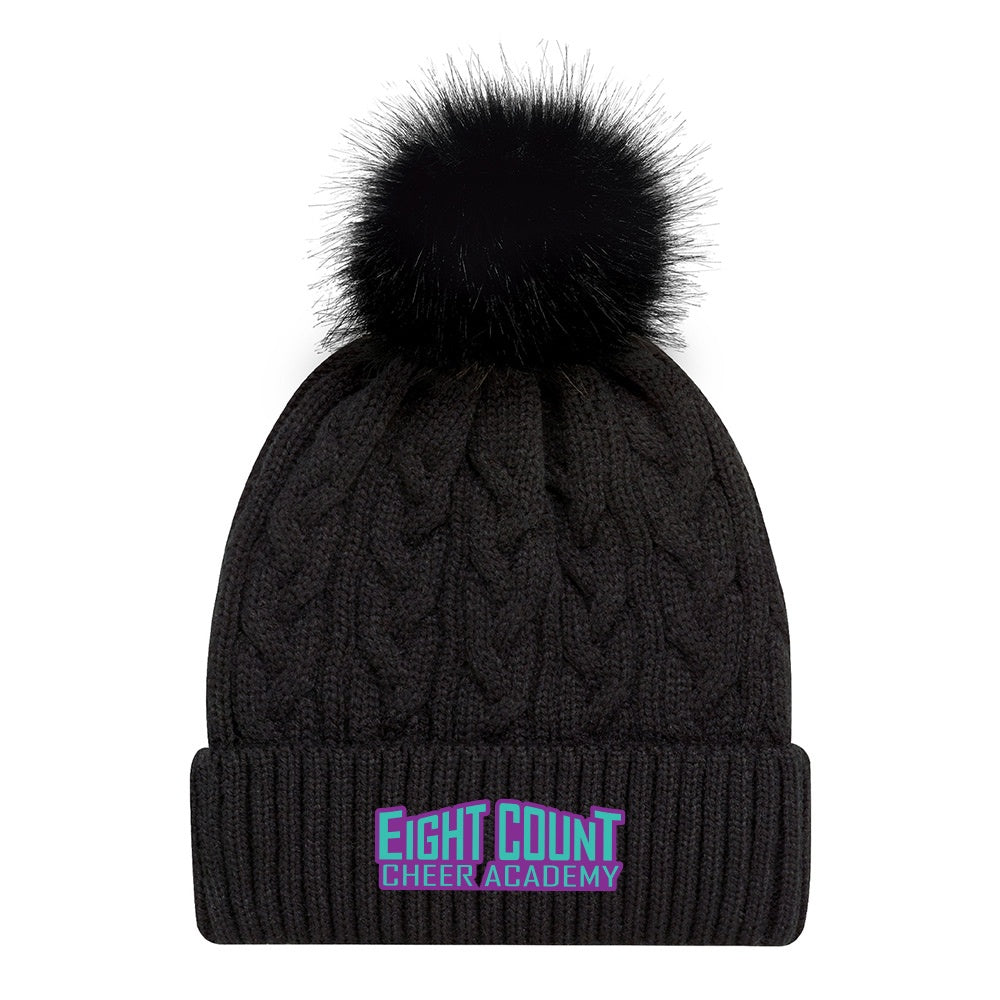 Eight Count Cheer Faux Fur Pom Pom Cuff Toque