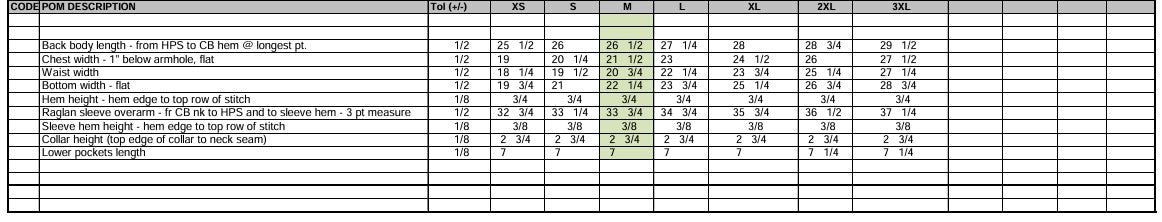 Ladies' Sizing Chart