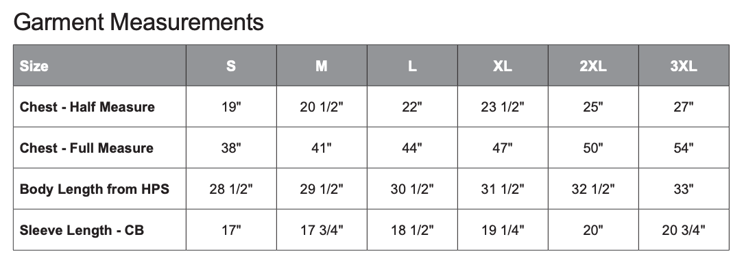 Unisex Sizing Chart