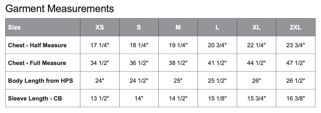 Ladies' Sizing Chart