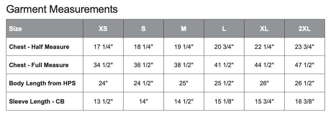 Ladies' Sizing Chart