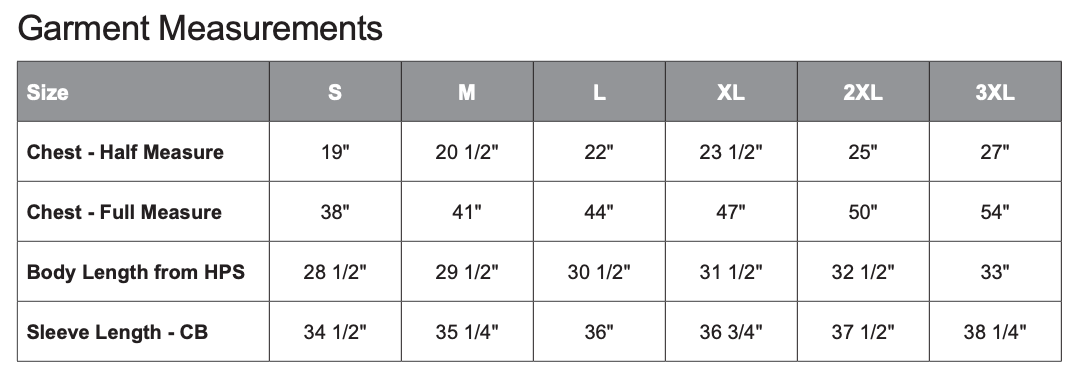 Unisex Sizing Chart