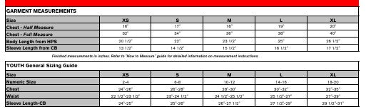 Youth Sizing Chart