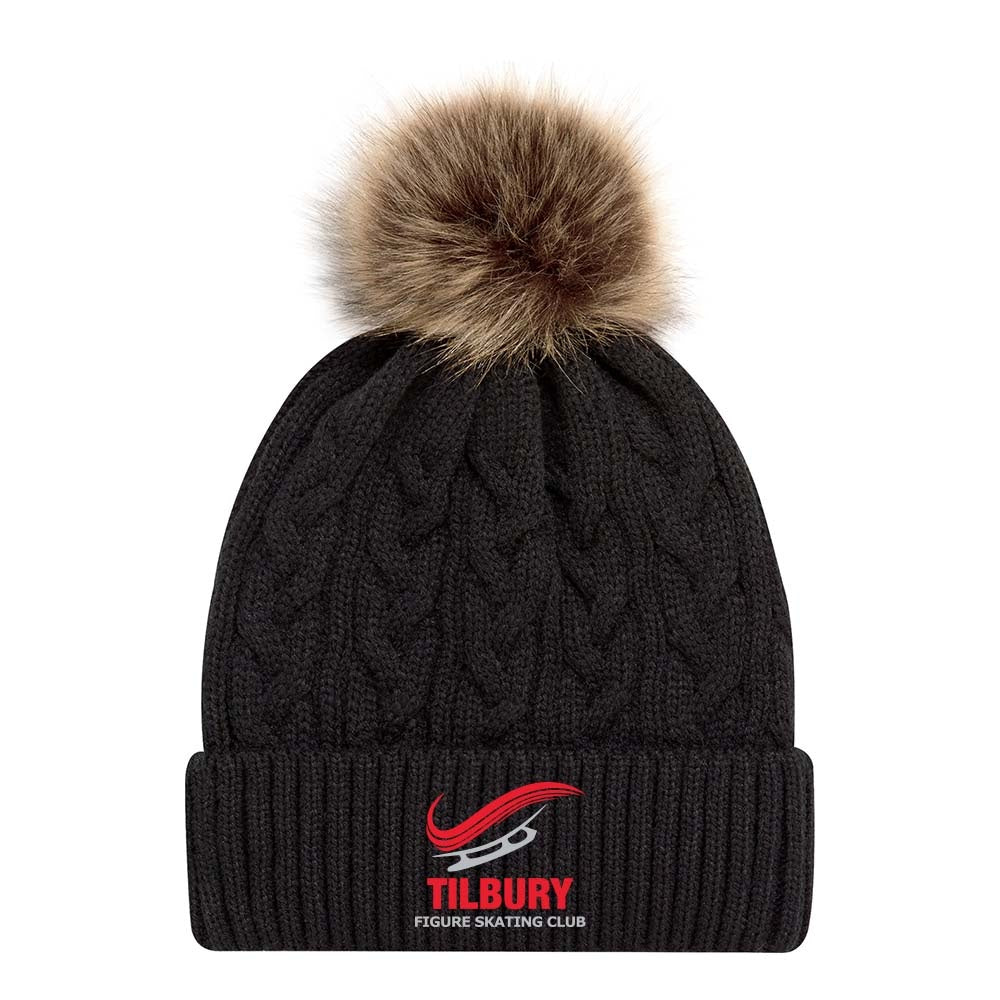 Tilbury Figure Skating Faux Fur Pom Pom Cuff Toque