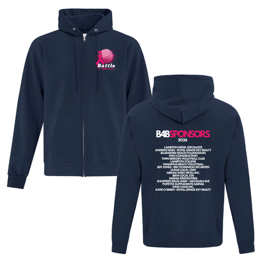 Battle for Breasts Adult Fleece Full Zip Hooded Sweatshirt