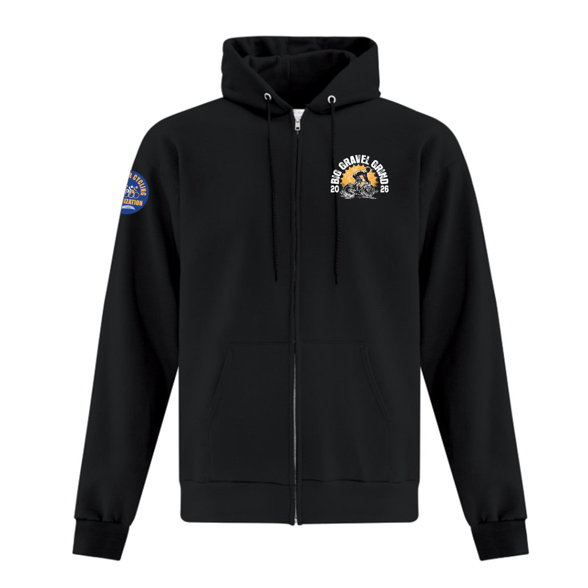 Bluewater Cycling Gravel Grind Adult Fleece Full Zip Hooded Sweatshirt