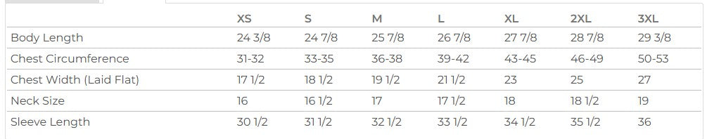 Ladies' Sizing Chart