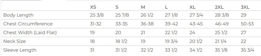 Ladies' Sizing Chart