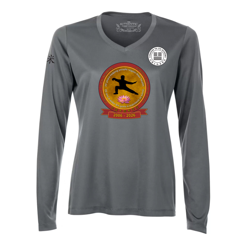 Canadian Tai Chi 20th Anniversary Ladies' Pro Team Long Sleeve V-Neck (English)