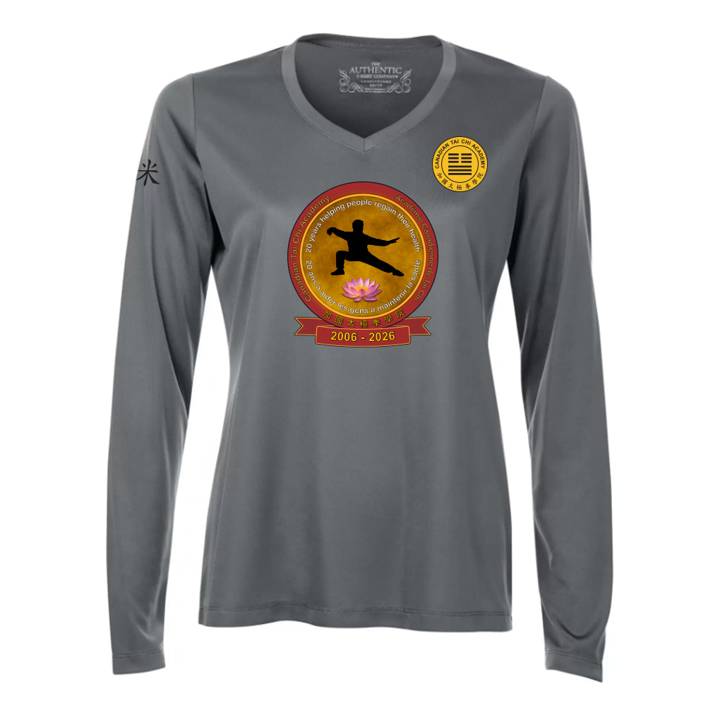 Canadian Tai Chi 20th Anniversary Ladies' Pro Team Long Sleeve V-Neck (English)