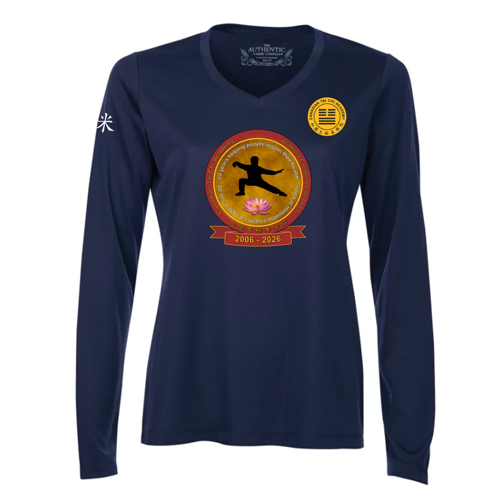 Canadian Tai Chi 20th Anniversary Ladies' Pro Team Long Sleeve V-Neck (English)