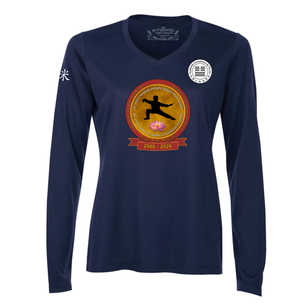 Canadian Tai Chi 20th Anniversary Ladies' Pro Team Long Sleeve V-Neck (French)