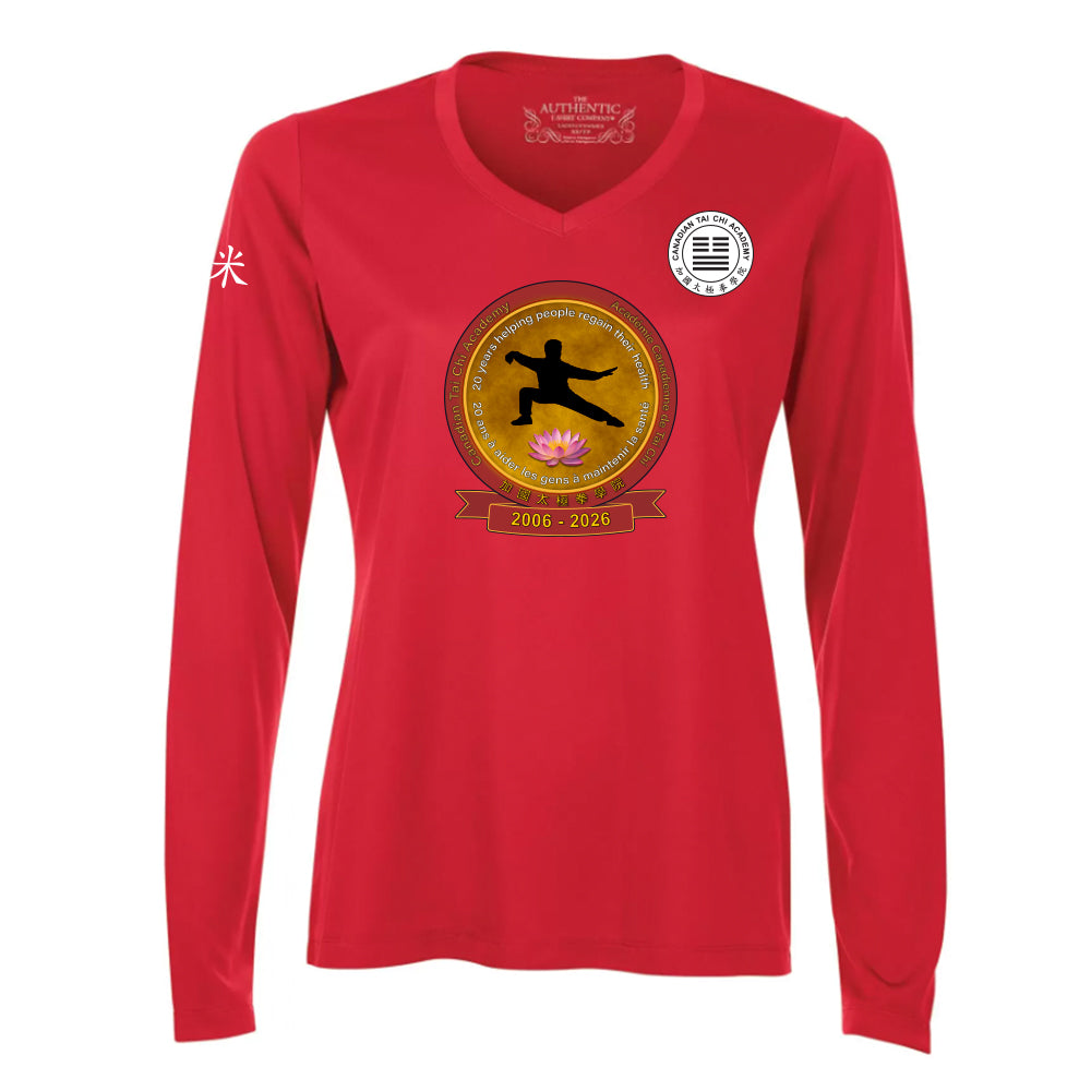 Canadian Tai Chi 20th Anniversary Ladies' Pro Team Long Sleeve V-Neck (English)