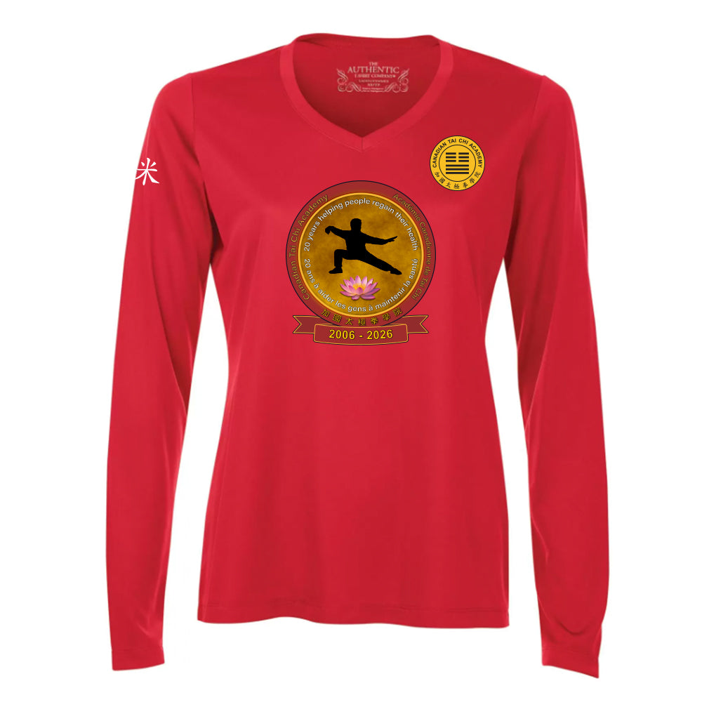 Canadian Tai Chi 20th Anniversary Ladies' Pro Team Long Sleeve V-Neck (English)