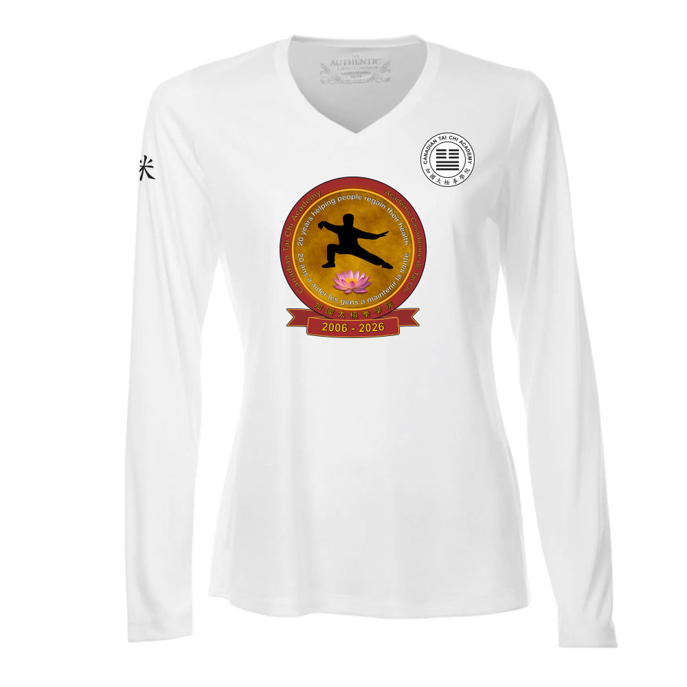 Canadian Tai Chi 20th Anniversary Ladies' Pro Team Long Sleeve V-Neck (English)