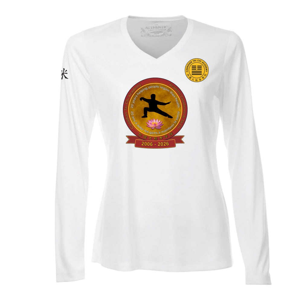Canadian Tai Chi 20th Anniversary Ladies' Pro Team Long Sleeve V-Neck (English)