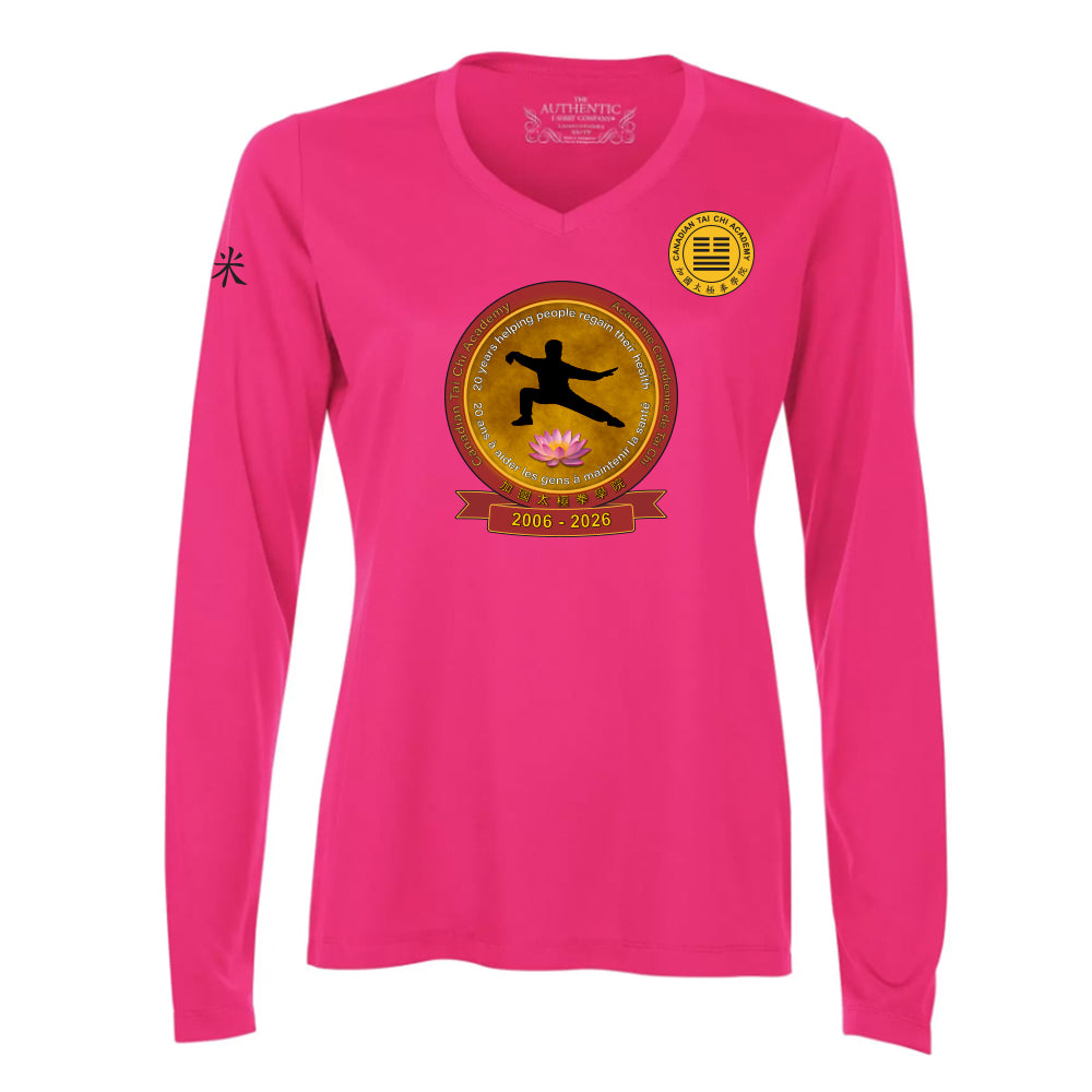 Canadian Tai Chi 20th Anniversary Ladies' Pro Team Long Sleeve V-Neck (English)