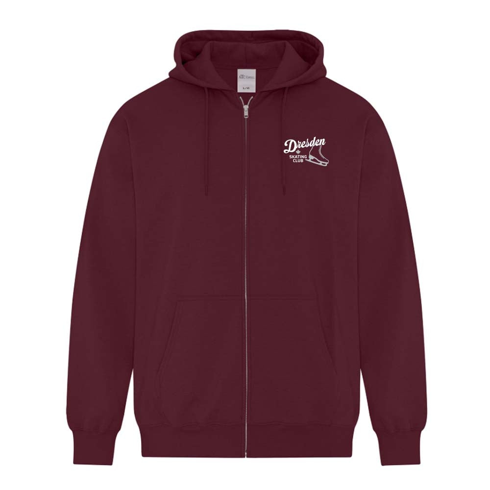 Dresden Skating Club Adult Fleece Full Zip Hooded Sweatshirt