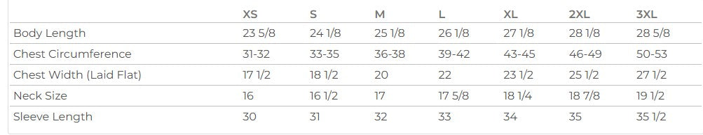 Ladies' Sizing Chart