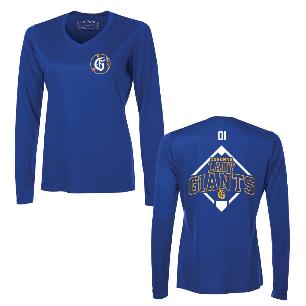 Corunna Lady Giants Ladies' Pro Team Long Sleeve V-Neck
