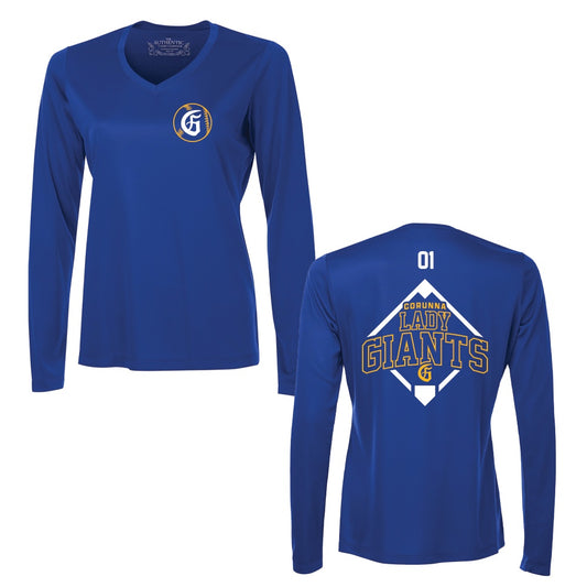 Corunna Lady Giants Ladies' Pro Team Long Sleeve V-Neck