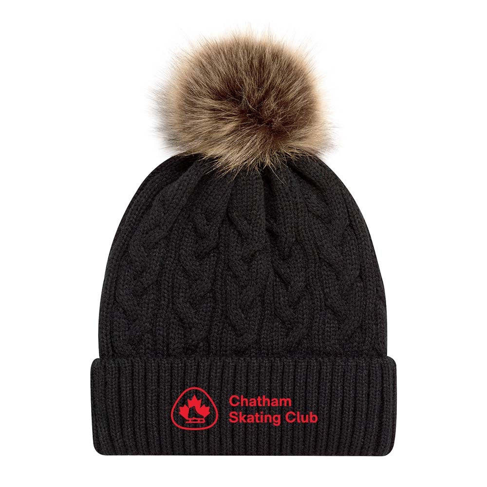 Chatham Skating Club Faux Fur Pom Pom Cuff Toque