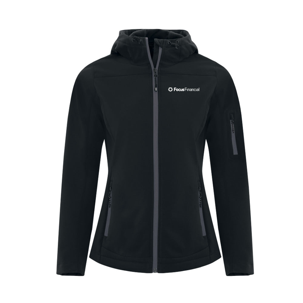 Focus Financial Ladies' Everyday Hooded Water Repellent Soft Shell Jacket