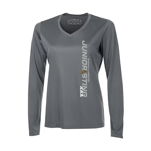 Lambton Jr Sting AAA Ladies' Pro Team Long Sleeve V-Neck T-Shirt