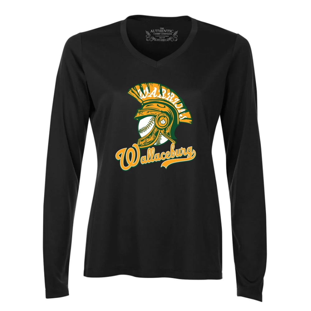 Wallaceburg Minor Baseball Ladies' Pro Team Long Sleeve V-Neck T-Shirt