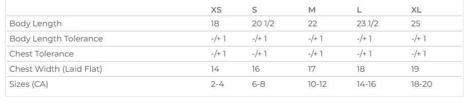 Youth Sizing Chart