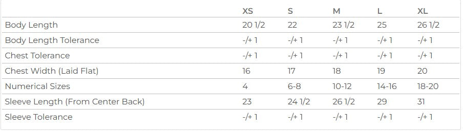 Youth Sizing Chart