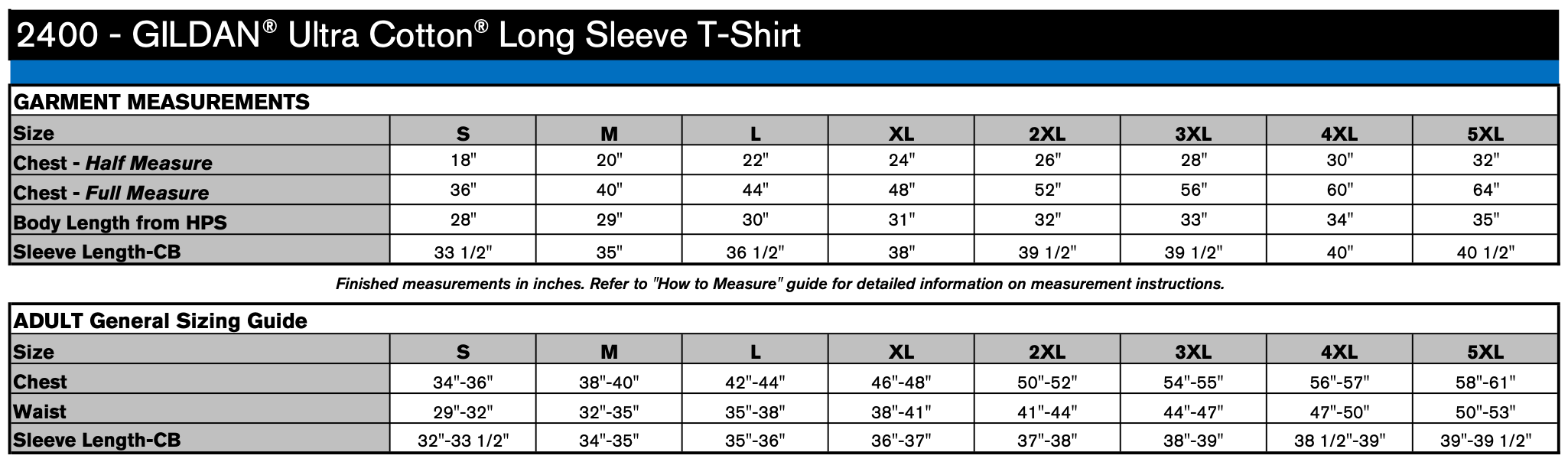 Unisex Sizing Chart