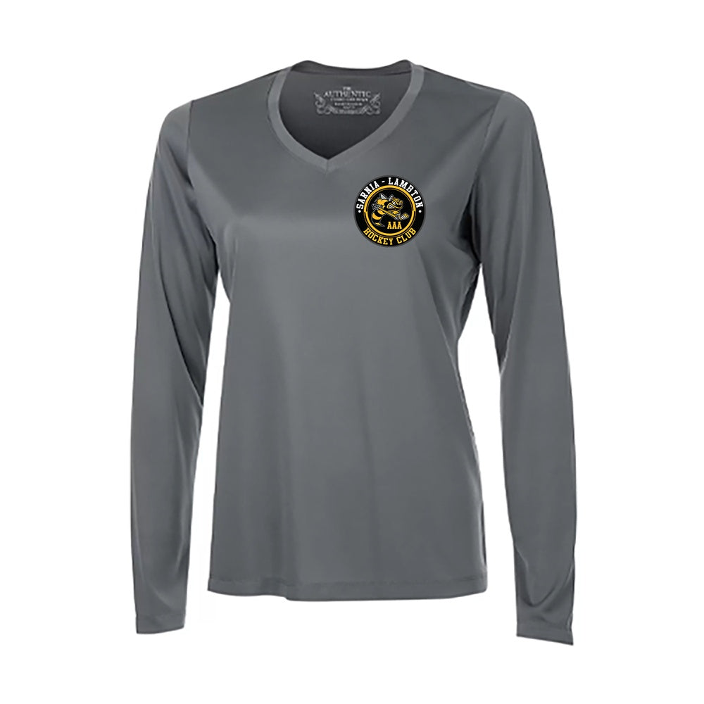 Lambton Jr Sting AAA Ladies' Pro Team Long Sleeve V-Neck T-Shirt