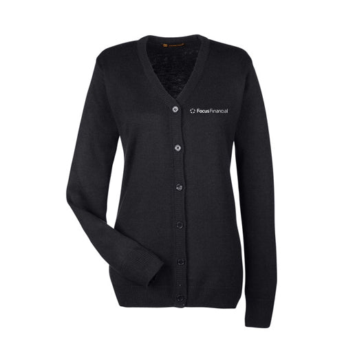 Focus Financial Ladies' Pilbloc™ V-Neck Button Cardigan Sweater